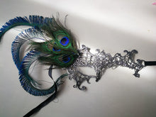 Load image into Gallery viewer, Man Women couple  feather party event Masquerade Masks purple Yellow Green - Dancefeather
