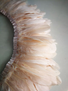2Yards 10-15cm wide champagne goose feather trimming - Dancefeather