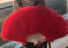 Load image into Gallery viewer, 80x45cm Large Red Feather Fan Burlesque Dance feather fan Bridal Bouquet - Dancefeather