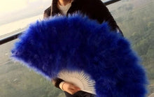Load image into Gallery viewer, 80x45cm Large Royal Blue Feather Fan Burlesque Dance feather fan Bridal Bouquet - Dancefeather