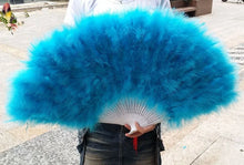 Load image into Gallery viewer, 80x45cm Large Turquoise Feather Fan Burlesque Dance feather fan Bridal Bouquet - Dancefeather