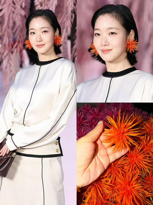 Statement Spiky Feather Flower Earrings – Your Bold Runway-Ready Accessory