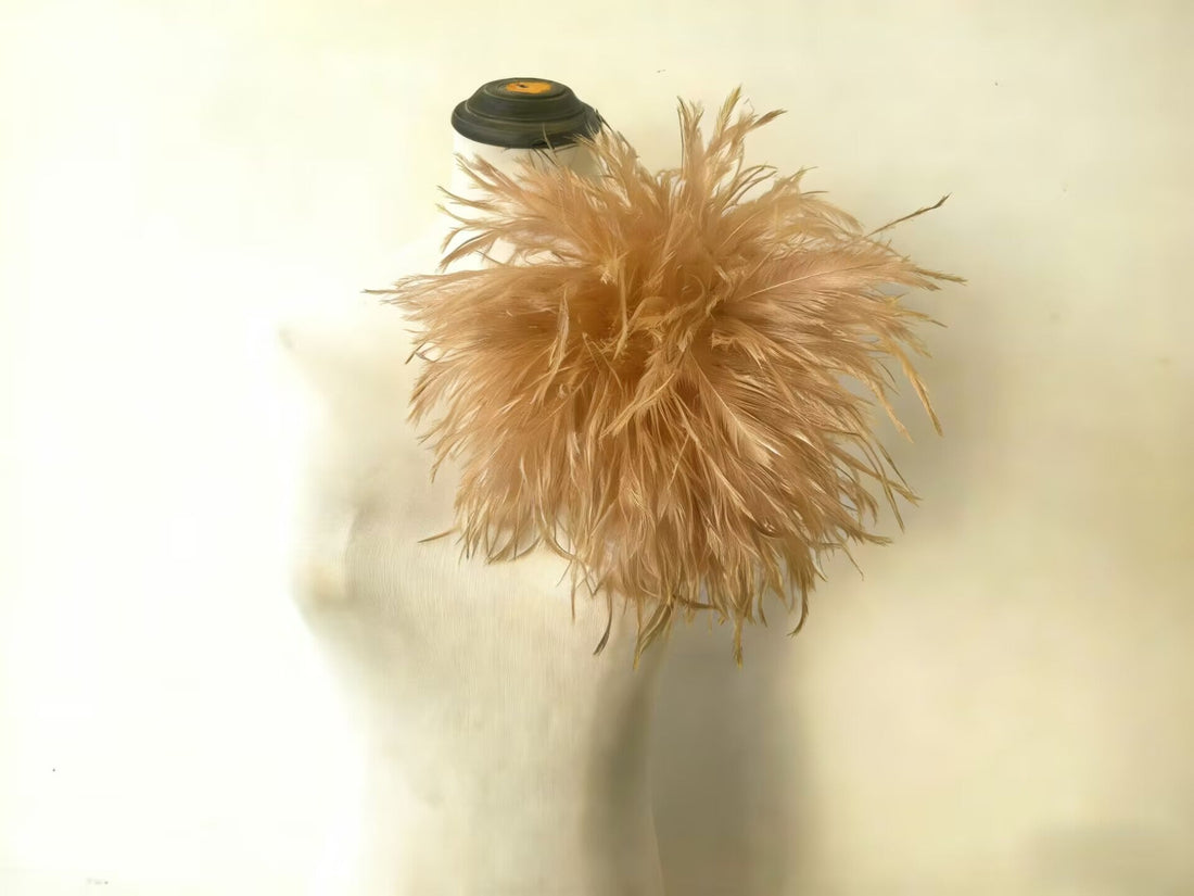 champagne ostrich brooch