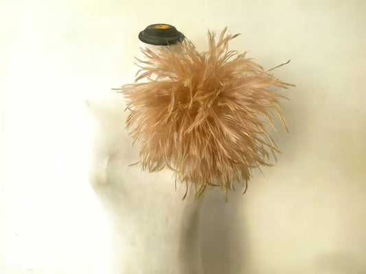 champagne ostrich brooch