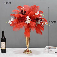 Load image into Gallery viewer, 100 Red Ostrich feathers for wedding centerpiece
