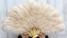 Load image into Gallery viewer, One Fan 20x36inch Large Feather Fan White Ostrich Feather Fan Burlesque Dance Bridal Bouquet
