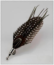 Load image into Gallery viewer, Handcrafted Vintage Feather Lapel Pin &amp; Hat Brooch | Classic Pheasant Feather Boutonniere for Suit &amp; Tuxedo
