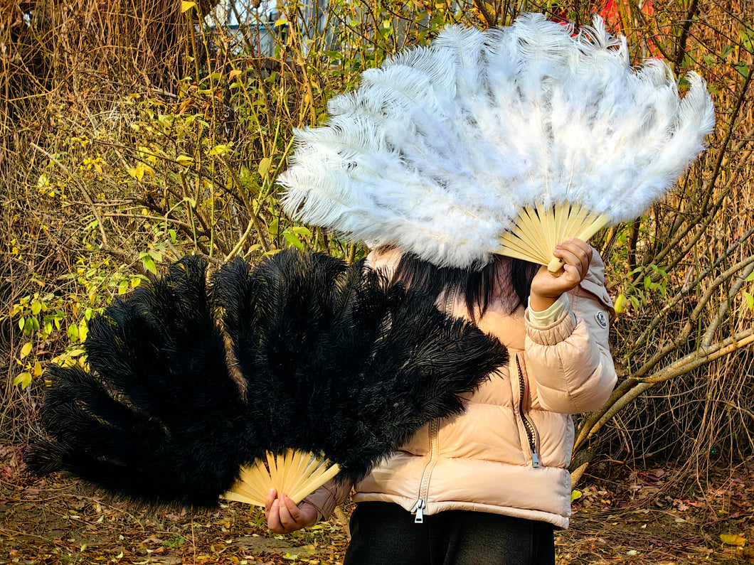 One White Fan 50X90CM Large  Feather Fan Burlesque Dance feather fan Bridal Bouquet