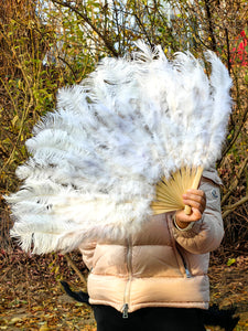 20x36inch Large Black Ostrich Feather Fan Burlesque Dance feather fan Bridal Bouquet