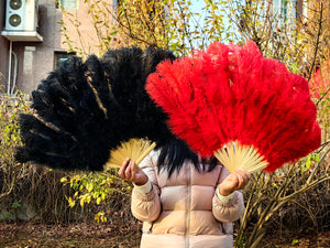50x90CM Large Red Ostrich Feather Fan Burlesque Dance feather fan Bridal Bouquet