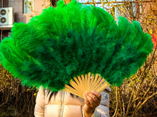 Load image into Gallery viewer, 20x36inch Large Black Ostrich Feather Fan Burlesque Dance feather fan Bridal Bouquet
