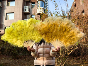 50x90CM Large Gold Ostrich Feather Fan Burlesque Dance feather fan Bridal Bouquet