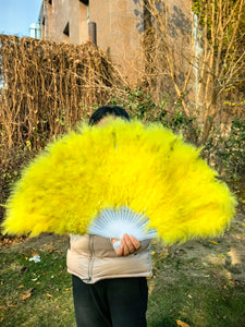 80x45cm Large Yellow Feather Fan Burlesque Dance feather fan Bridal Bouquet