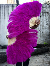 Load image into Gallery viewer, One Fan 20x36inch Large Feather Fan Hot Pink Ostrich Feather Fan Burlesque Dance Bridal Bouquet
