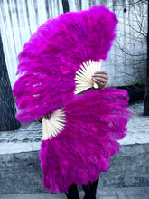 Load image into Gallery viewer, One Fan 20x36inch Large Feather Fan Hot Pink Ostrich Feather Fan Burlesque Dance Bridal Bouquet
