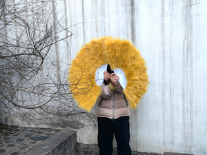 80x45cm Large Gold Feather Fan Burlesque Dance feather fan Bridal Bouquet