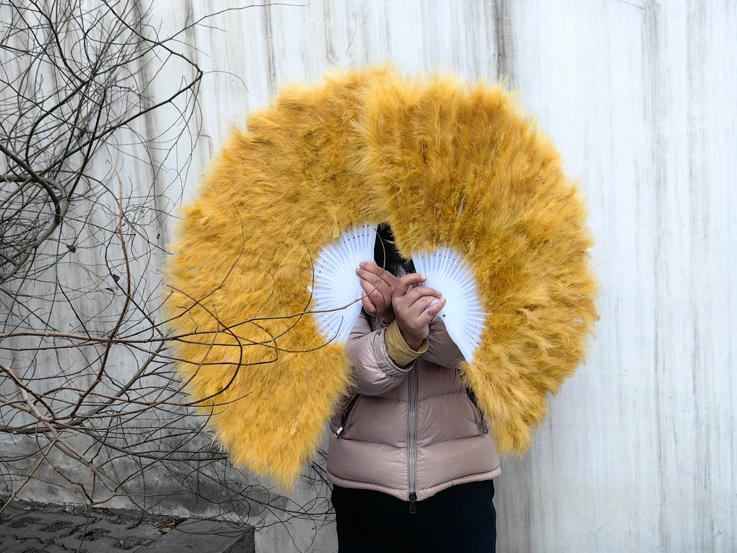 80x45cm Large Gold Feather Fan Burlesque Dance feather fan Bridal Bouquet