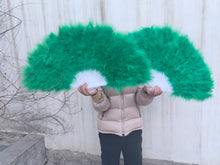 Load image into Gallery viewer, 80x45cm Large Green Feather Fan Burlesque Dance feather fan Bridal Bouquet
