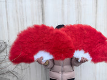 Load image into Gallery viewer, 80x45cm Large Red Feather Fan Burlesque Dance feather fan Bridal Bouquet
