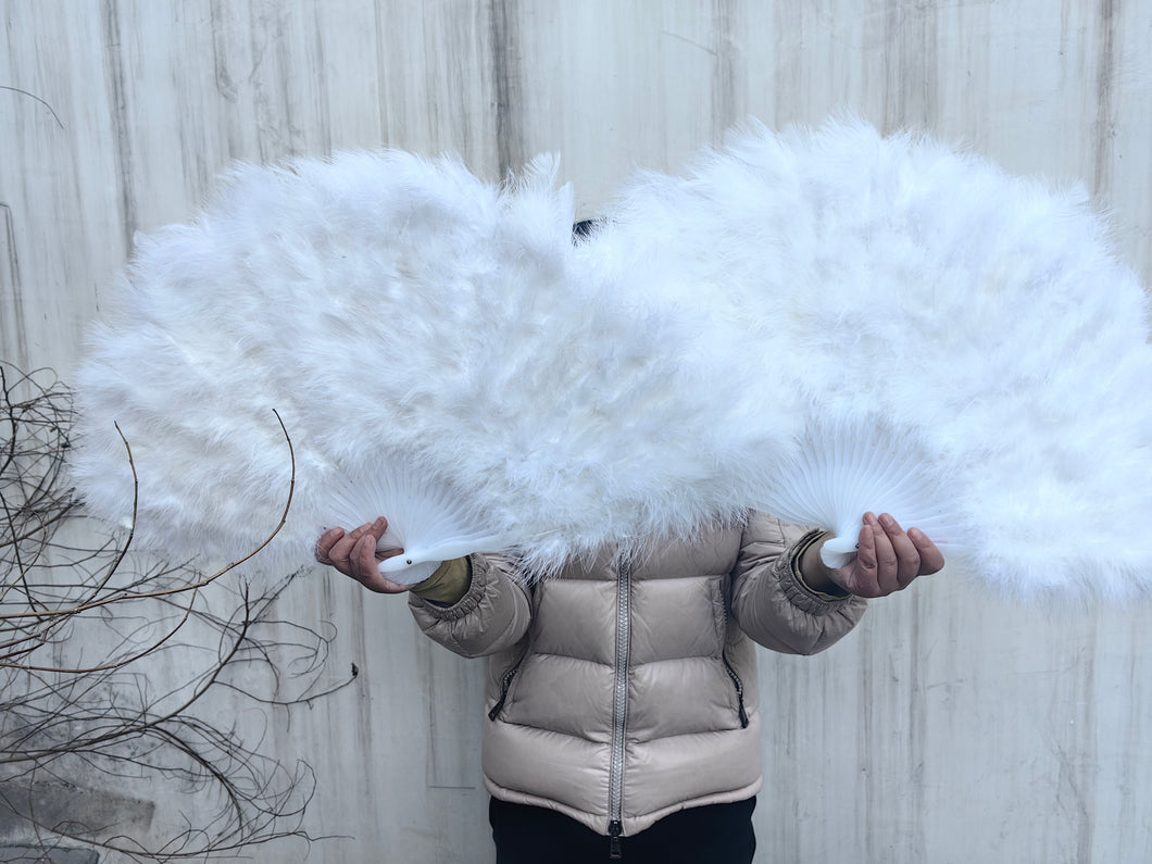 80x45cm Large White Feather Fan Burlesque Dance feather fan Bridal Bouquet