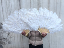 Load image into Gallery viewer, One Fan 20x36inch Large Feather Fan White Ostrich Feather Fan Burlesque Dance Bridal Bouquet
