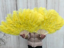 Load image into Gallery viewer, One Fan 20x36inch Large Feather Fan White Ostrich Feather Fan Burlesque Dance Bridal Bouquet
