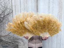 Load image into Gallery viewer, One Fan 20x36inch Large Feather Fan Green Ostrich Feather Fan Burlesque Dance Bridal Bouquet
