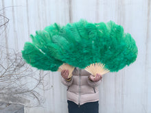 Load image into Gallery viewer, One Fan 20x36inch Large Feather Fan Black Ostrich Feather Fan Burlesque Dance Bridal Bouquet
