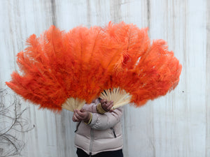 One Fan 20x36inch Large Feather Fan Red Ostrich Feather Fan Burlesque Dance Bridal Bouquet