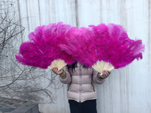 Load image into Gallery viewer, One Fan 20x36inch Large Feather Fan Green Ostrich Feather Fan Burlesque Dance Bridal Bouquet
