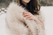 Load image into Gallery viewer, 12x65inch Champagne  Wedding Bridal Faux Fur Stole Wrap Shawl Cape
