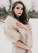 Load image into Gallery viewer, 12x65inch Champagne  Wedding Bridal Faux Fur Stole Wrap Shawl Cape
