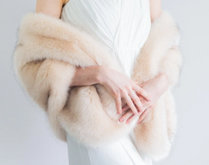 12x65inch Champagne Brown Tip Wedding Bridal Faux Fur Stole Wrap Shawl Cape