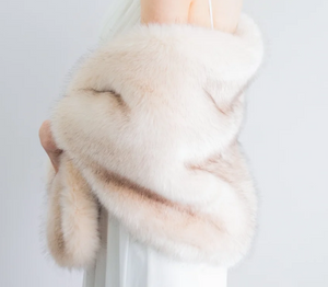 12x65inch Champagne  Wedding Bridal Faux Fur Stole Wrap Shawl Cape