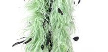 Load image into Gallery viewer, 4ply ostrich  feather Boa Dance Chand Mint Green with black feather tips 2yards long
