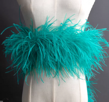 Load image into Gallery viewer, Burlesque Dance Feather Wrap 4ply ostrich feather Boa Shawl Chand 2yards Ivory Champagne Nude Blush
