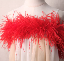 Load image into Gallery viewer, Burlesque Dance Feather Wrap 4ply ostrich feather Boa Shawl Chand 2yards Ivory Champagne Nude Blush
