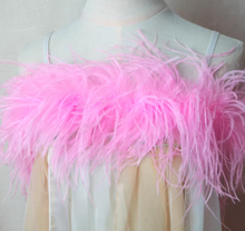 Load image into Gallery viewer, Burlesque Dance Feather Wrap 4ply ostrich feather Boa Shawl Chand 2yards Ivory Champagne Nude Blush
