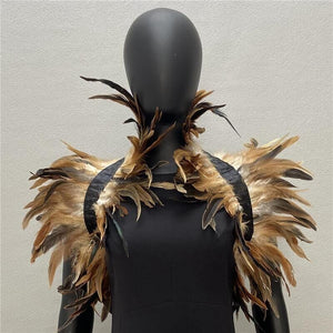 Burlesque Natural  feathers SHAWL Shrug Shoulders  cape Halloween costume ,vintage capelet for Adult