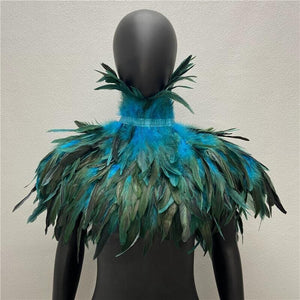 Turquoise Burlesque  feathers SHAWL Shrug Shoulders  cape Halloween costume ,vintage capelet for Adult