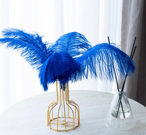 100 Royal Blue Ostrich feathers for wedding centerpiece