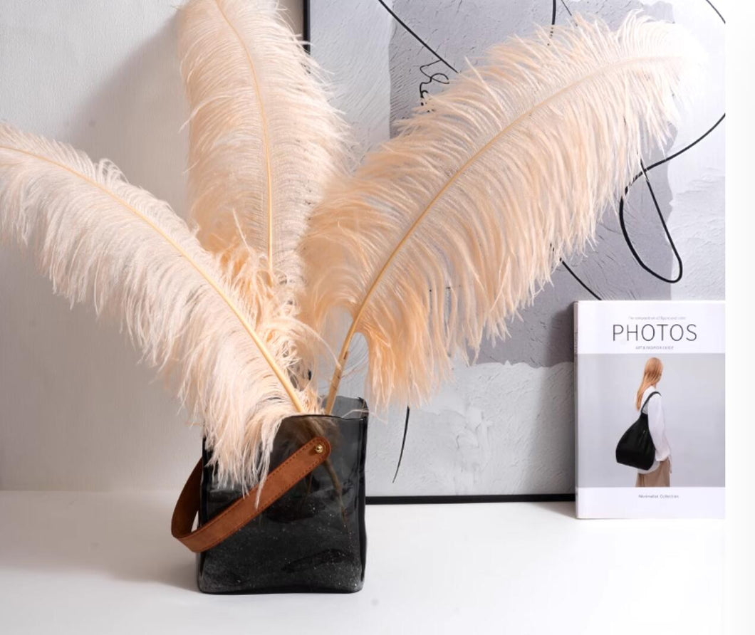 100 Champagne Ostrich feathers for wedding centerpiece