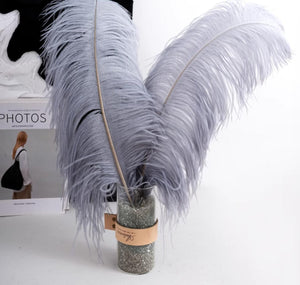 100 Silver Ostrich feathers for wedding centerpiece