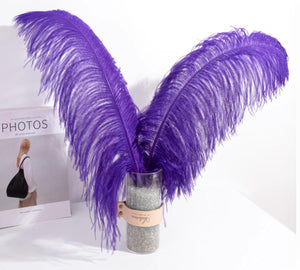 100 Purple Ostrich feathers for wedding centerpiece