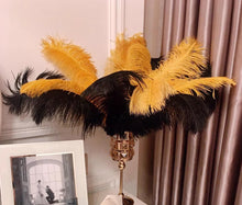 Load image into Gallery viewer, 100 Gold Ostrich feathers for wedding centerpiece
