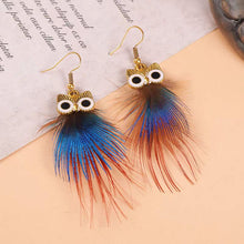 Load image into Gallery viewer, Handmade Long Vintage Feather Earrings — Boho Statement Dangles
