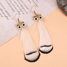 Load image into Gallery viewer, Handmade Long Vintage Feather Earrings — Boho Statement Dangles
