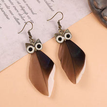 Load image into Gallery viewer, Handmade Long Vintage Feather Earrings — Boho Statement Dangles
