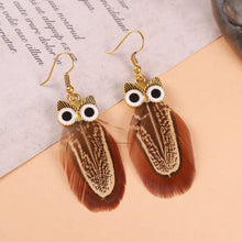 Load image into Gallery viewer, Handmade Long Vintage Feather Earrings — Boho Statement Dangles
