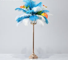 Load image into Gallery viewer, 50 Turquoise 50 white Ostrich feathers for wedding centerpieces
